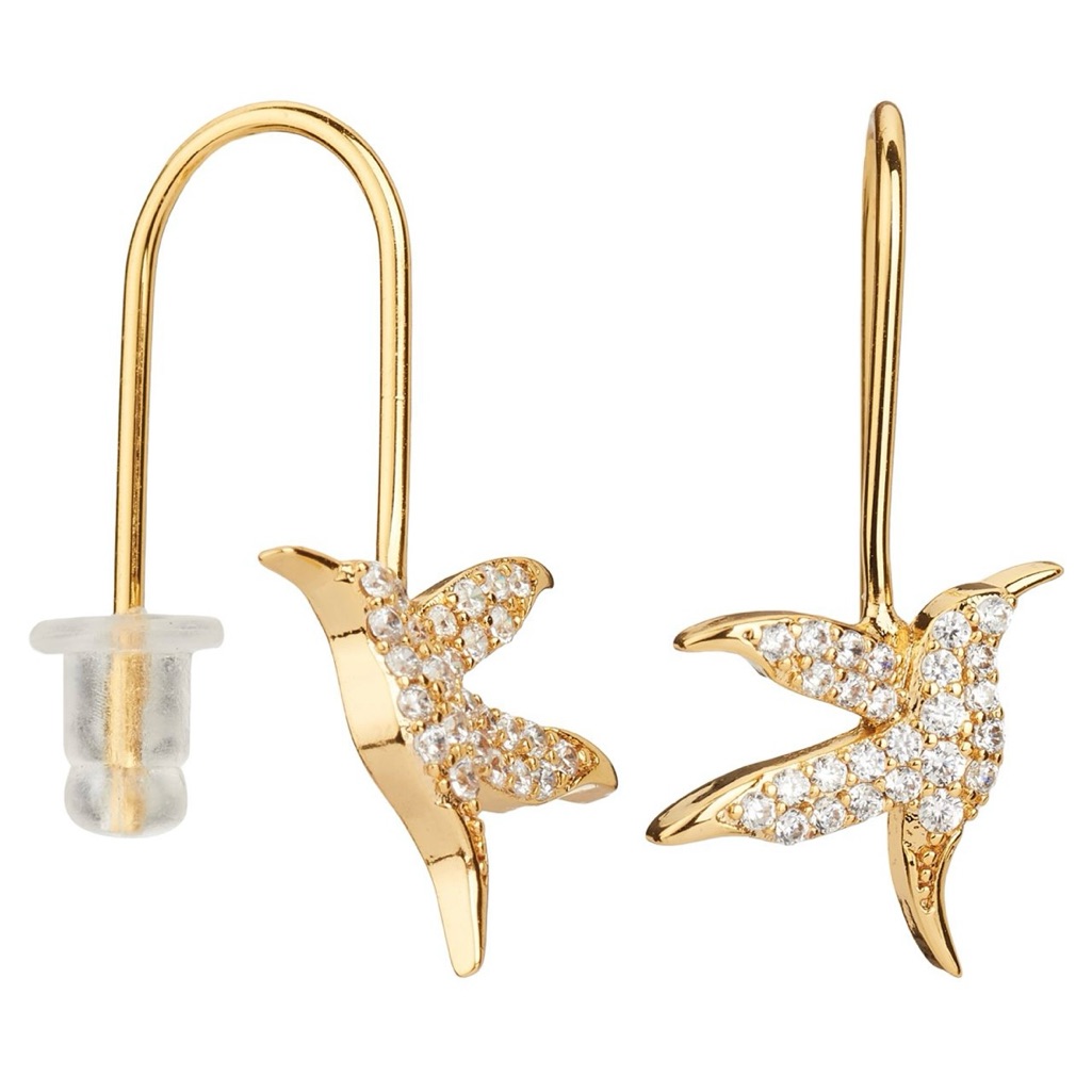 Amanda Blu Cz Gold Hummingbird Earrings Nwt 20$